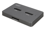 Stacja dokująca dysk&oacute;w | USB-C 3.2 Gen2 10Gbps | SSD M.2 NVMe + SATA (max. 2x 4TB) | Czytnik kart SD-Express 7.1 (max. 2TB) | Czarna