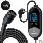 Qoltec Mobile EV Electric Car Charger with 2in1 Type 2 Adjustment | 3.5kW | 230V | SCHUKO 16A | LED