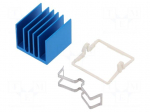 Heatsink: extruded | grilled | BGA | blue | L: 21mm | W: 21mm | H: 17.5mm