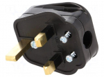 Connector: AC supply | plug | 2P+PE | 250VAC | 13A | black | PIN: 3 | angled