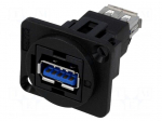 Coupler | USB A socket,both sides | FT | USB 3.0 | plastic | 19x24mm