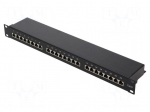 Patch panel | RJ45 | Cat: 6 | RACK | Colour: black | Number of ports: 24