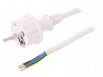 Cable | SCHUKO plug,CEE 7/7 (E/F) plug,wires | 2m | white | PVC | 16A