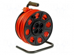 Extension lead | reel | Sockets: 4 | PVC | orange | 3x1,5mm2 | 50m | 10A
