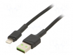 Cable | USB 2.0 | Apple Lightning plug,USB A plug | 1.2m | black