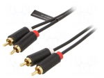 Cable | RCA plug x2,both sides | 1m | Plating: gold-plated | black