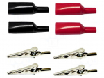 Crocodile clip | 10A | black,red | nickel plated | Insulation: PVC