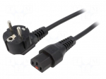 Cable | CEE 7/7 (E/F) plug angled,IEC C13 female | 4m | black | 10A