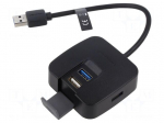 Hub USB | USB A socket x4,USB A plug | USB 2.0,USB 3.0 | PnP | black