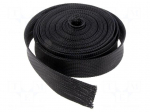 Braid | &Oslash;Braid : 35&divide;60mm | polyester | black | L: 10m | reel | -55&divide;150&deg;C