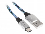 Tahvelarvutid ja tarvikud // USB kaablid // Kabel TRACER USB 2.0 TYPE-C A Male - C Male 1,0m czarno-niebieski
