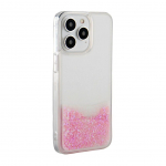Back panel cover iLike Apple iPhone 15 Pro Max Silicone Case Water Glitter Pink