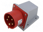Connector: AC supply | socket | male | 32A | 400V | IEC 60309 | IP44 | red