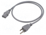 Cable | 3x0.75mm2 | IEC C13 female,NEMA 5-15 (B) plug | PVC | 1m