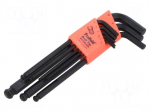 Wrench: hex key-set | spherical | long | ProHold&reg; | 9pcs.