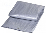 Tarpaulin | L: 3m | Width: 2m | silver | with metal rings | 120g/m2 | 6m2