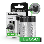 Liibattaries USB-C Rechargeable Powerful batteries Lithium-Ion 18650 2000mAh 3.7V (2pcs)