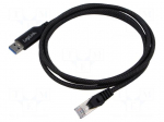 Cable | USB 3.0 | RJ45 plug,USB A plug | nickel plated | 1.5m | black