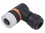 Connector: M12 | plug | PIN: 5 | female | 60V | angled 90&deg; | IP67 | 4A | 4&divide;8mm