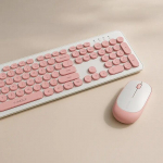 Wireless Keyboard and Mouse Set T-WOLF TF770 Retro Punk 2.4GHz &mdash; Pink and White