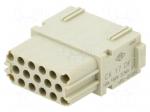 Connector: HDC | contact insert | female | MIXO | PIN: 17 | 10A | 250V