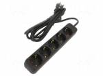 Extension lead | 3x1.5mm2 | 3m | rubber | black | Sockets no: 5 | 10A