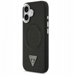 Back panel cover Guess Apple iPhone 17 PU Leather Triangle Logo MagSafe Case Black