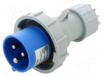 Connector: AC supply | plug | male | 16A | 230V | IEC 60309 | IP67 | PIN: 3