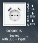 Bora Vācijas kontaktligzda ar USB+C tipa