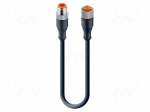 Cable: for sensors/automation | M12 | PIN: 3,4 | 5m | plug | 230VDC | 4A