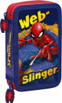 Pliiatsid // Tavalised pliiatsid // Pi&oacute;rnik dwukomorowy z wyposażeniem spiderman czerwony-niebieski