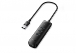 Converter Ugreen 4-in-1 USB HUB - 4x USB Type A 3.0 PD DC 12V 0.25m black (CM416 10915) Black