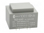 Transformer: encapsulated | 4VA | 230VAC | 9V | 9V | 222.2mA | 222.2mA