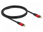 Cable | USB C plug,both sides | gold-plated | 1m | black | metal | 100W