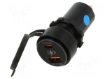 USB power supply | USB A socket,USB C socket | Sup.volt: 12VDC