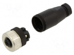 Connector: M12 | plug | PIN: 3 | female | 250V | straight | IP67 | PA | A | 4A