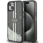 Guess GUHCP15MLFCSEGK Liquid Glitter Gold Stripes Hardcase for iPhone 15 Plus/14 Plus 6.7" / black