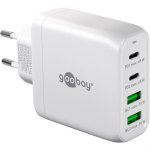 goobay USB-C multiport quick charger, PD, GaN, 68 watts (white, 2x USB-C, 2x USB-A, Power Delivery, QuickCharge)