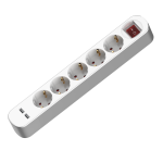 Kodukaubad // Pikendusjuhtmed // Przedłużacz z pięciokrotnym gniazdem z wyłącznikiem; schuko i usb; 5x2p+z; 16a; 3m; biały