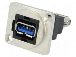 Coupler | USB A socket,both sides | FT | USB 3.0 | metal | 19x24mm