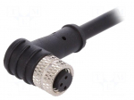Connector: M8 | female | PIN: 3 | angled | plug | 3A | IP67 | 60V | 1m | PVC