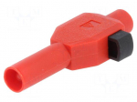Plug | 4mm banana | 10A | 600V | red | insulated | Plating: nickel plated