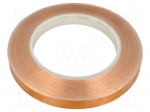 Tape: electrically conductive | W: 12mm | L: 33m | Thk: 0.066mm | copper