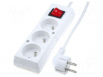 Extension lead | 3x1.5mm2 | 10m | PVC | white | Sockets no: 3 | 16A