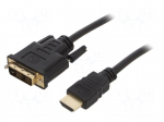 Cable | DVI-D (18+1) plug,HDMI plug | PVC | 1.8m | black | 30AWG