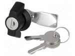 Lock | zinc and aluminium alloy | 18mm | black finish | Kit: key x2