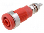 Laboratory connector: 4mm banana | socket | 1kV | 32A | red | on panel