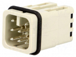 Connector: HDC | contact insert | male | 10A | 250V | Han&reg; D | PIN: 8 | 7+PE