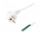 Cable | 3x1mm2 | CEE 7/7 (E/F) plug angled,wires | PVC | 1.8m | white