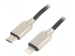 Cable | USB 2.0 | Apple Lightning plug,USB C plug | 1m | black | 18W